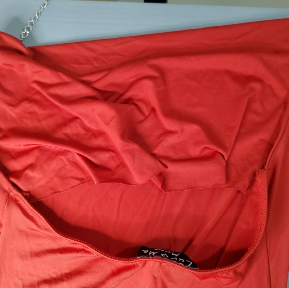 Luv Me More Red Drop Neck Scrunch Halter Top Sleeveless S - Picture 7 of 7